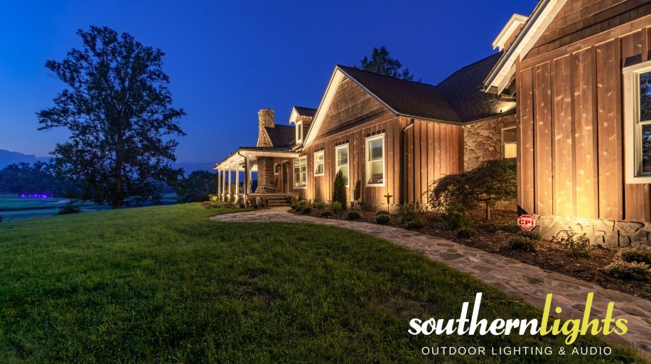 southern-lights-outdoor-lighting-audio-architectural-lighting-designs-on-old-hunting-lodge-in-summerfield-nc