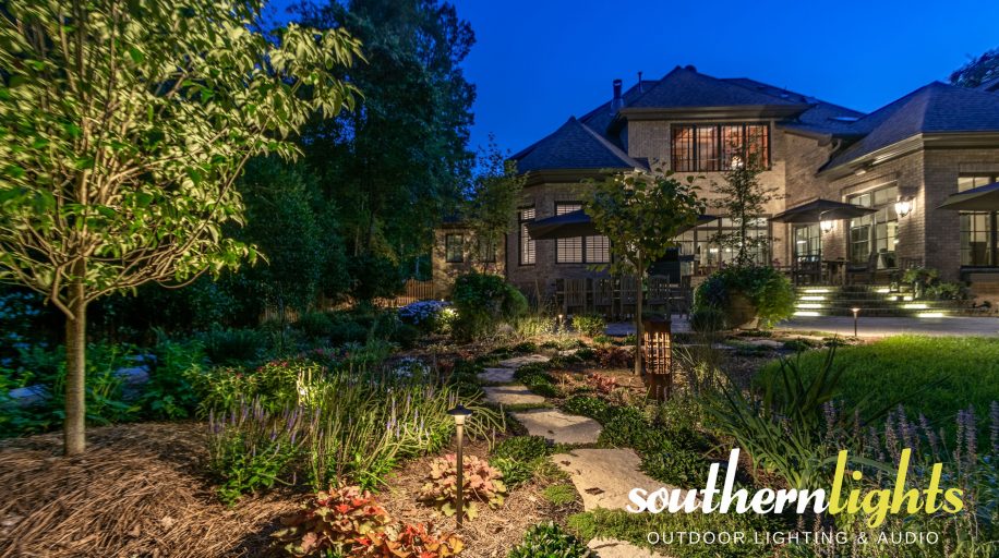 southern-lights-outdoor-lighting-audio-led-lighting-on-architectural-and-landscape-in-northern-shores-neighborhood-greensboro-nc